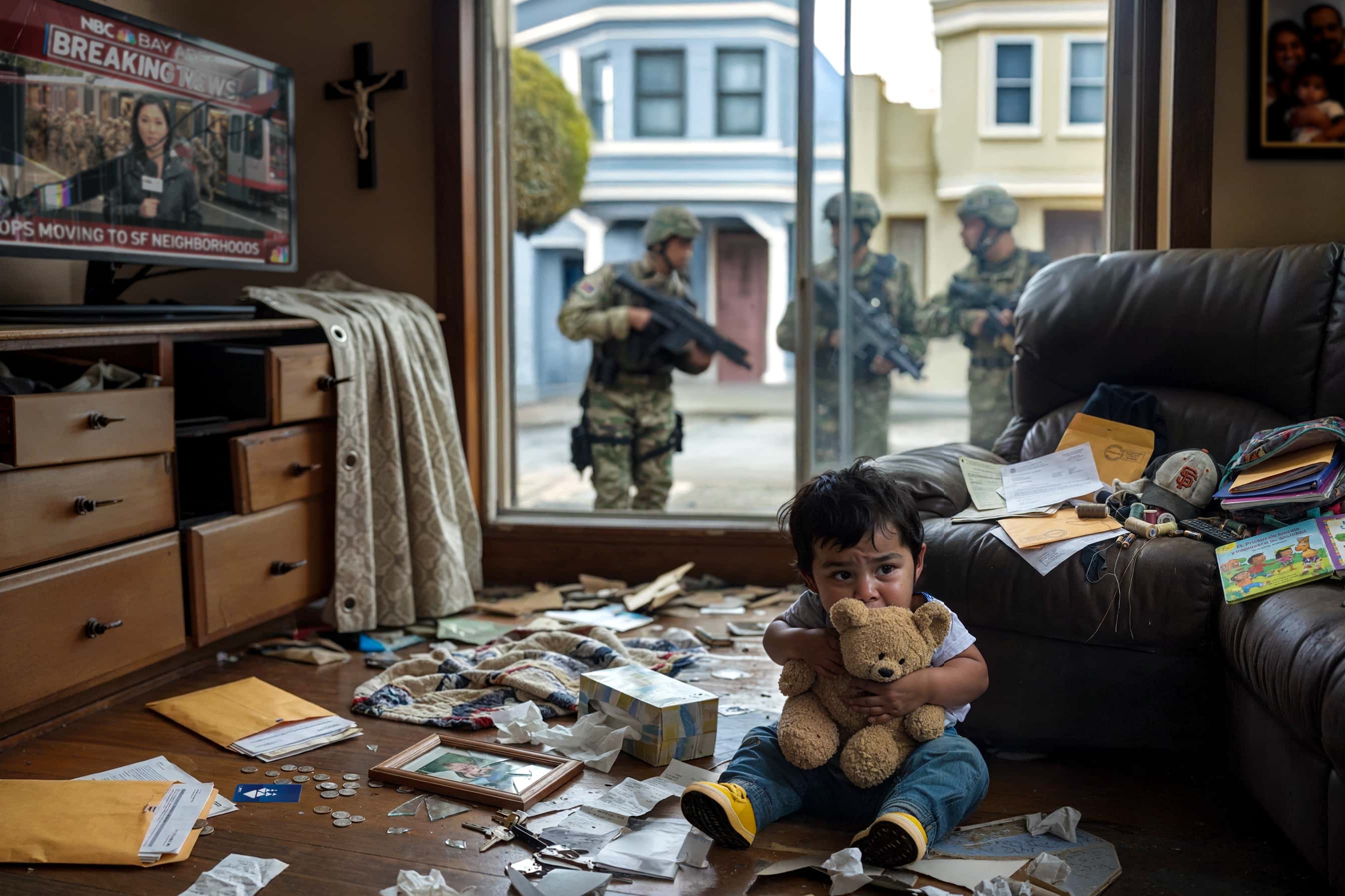 Toddler sits amid wreckage of mistaken raid